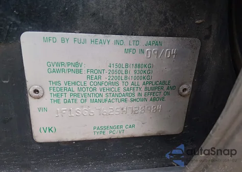 2005 Subaru Forester 2.5Xs L.l. Bean z USA, uszkodzony, nr VIN JF1SG67625H728984